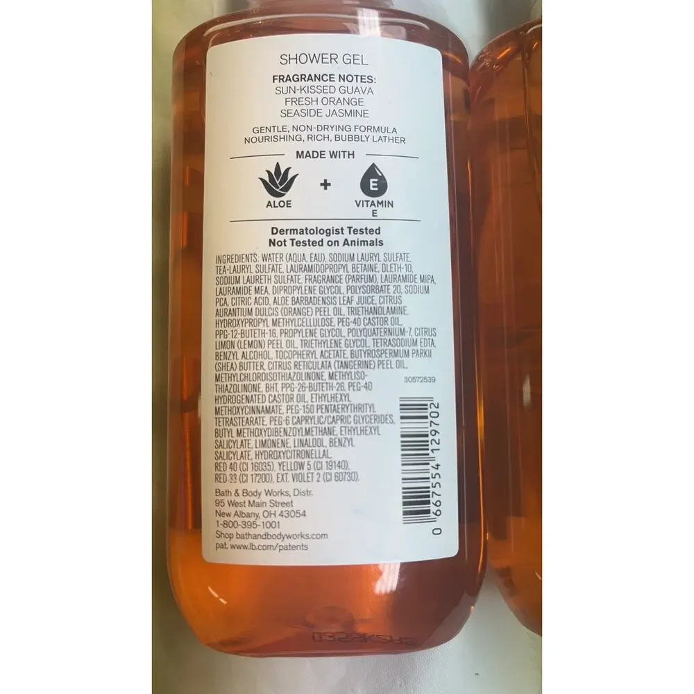 2 x Bath & Body Works FIJI SUNSHINE GUAVA-TINI Aloe & Vitamin E shower gel